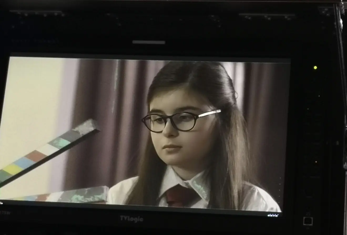 A scene on the director's monitor
